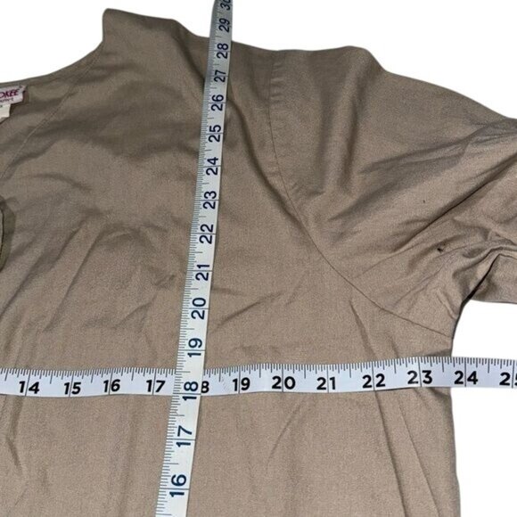 Cherokee Womens Tan Short Sleeve Button-Up Scrub Top L 65% Polyester 35% Cotton - Picture 5 of 5
